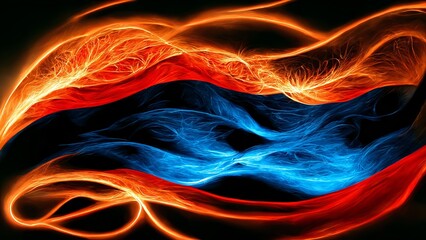 Obraz premium abstract illustration of red and blue flames glowing in the dark