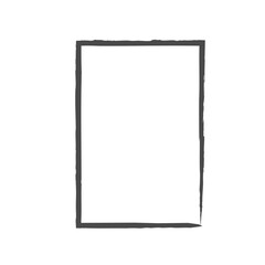 Hand drawn rectangle frame. Text box from smears. Black stroke border felt-tip pen object.