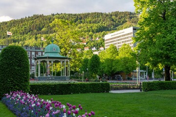 Beautiful shot of a gazebo surrounded in a park