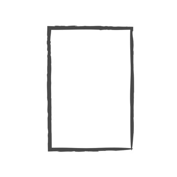 Hand drawn rectangle frame. Text box from smears. Black stroke border felt-tip pen object.