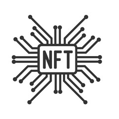 NFT line and glyph icon, token and blockchain, non fungible token