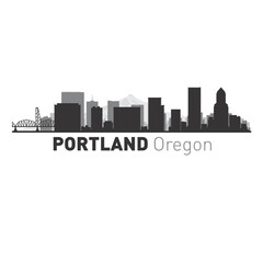 Portland Oregon city skyline vector graphics 