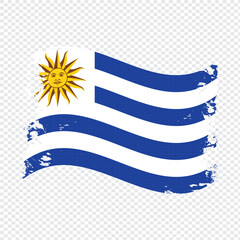 Obraz premium Uruguay Flag Transparent Watercolor Painted Brush