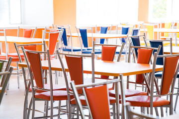 Cafeteria or canteen interior. School cafeteria