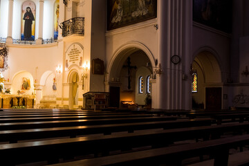 Fototapeta premium Interior Red Church or Church Of Saints Simon and Helen at Independence Square. Minsk