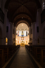 Interior Red Church or Church Of Saints Simon and Helen at Independence Square. Minsk