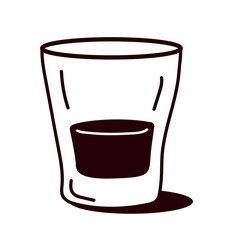 Coffee glass icon. Delicious drink, cafe or restaurant menu. Sticker for social networks and messengers, graphic element for website. Minimalistic drawing, hand drawn. Cartoon flat vector illustration