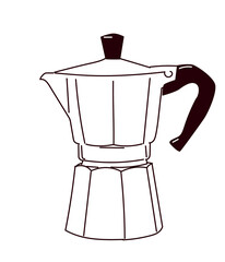 Glass teapot icon. Crockery and kitchen utensils. Inventory for preparing hot drinks in cafe or restaurant. Graphic element for website in minimalistic style. Cartoon flat vector illustration