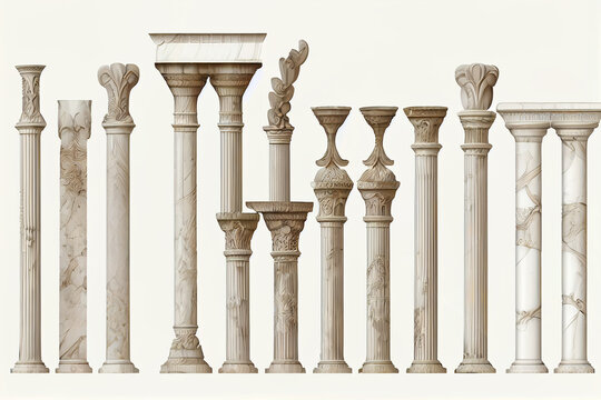 Classik marble greek columns on a white background.