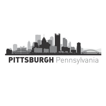 Pittsburgh Pennsylvania City Skyline Vector Graphics