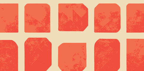 Red texture geometric shapes on white background. Vector illustration.