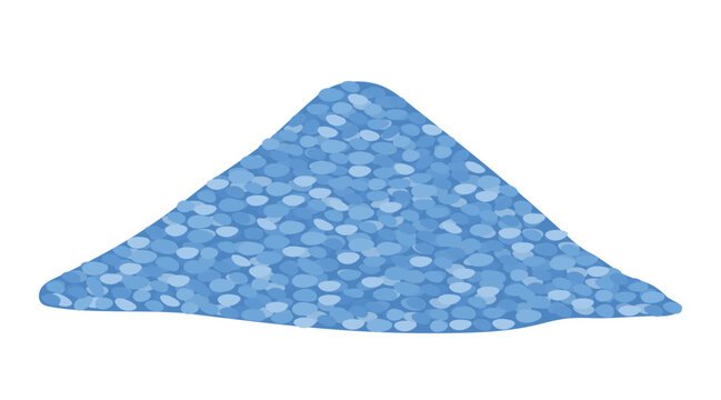 Pile of pebble icon. Round stones for construction and repair of roads, materials and equipment. Poster or banner for website. Expanded blue clay and drainage. Cartoon flat vector illustration