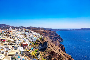 Fototapeta na wymiar Aerial view of Imerovigli village on Santorini island, Greece.