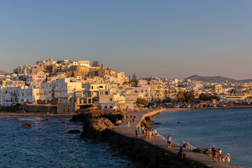 Fototapeta na wymiar View of Naxos Town from the Temple of Appolo in the Greek Islands
