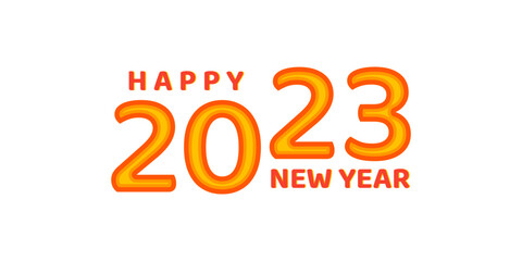 2023 happy new year orange text vector design