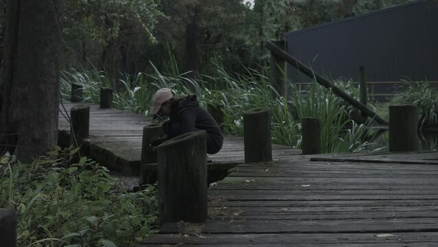 Young Woman Enjoys Nature Photography at Reelfoot Lake State Park 4K