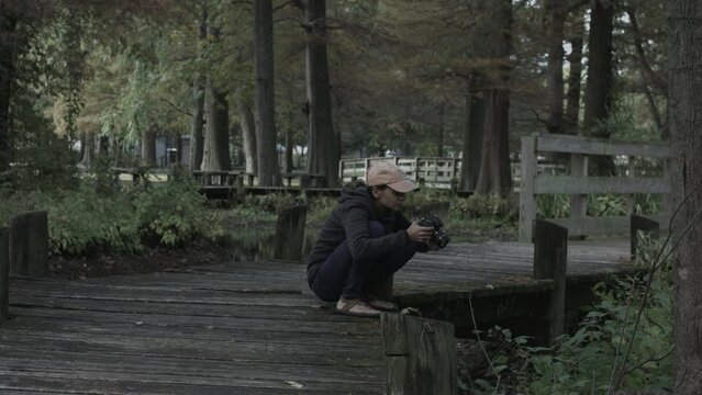 Young Woman Enjoys Nature Photography at Reelfoot Lake State Park 4K