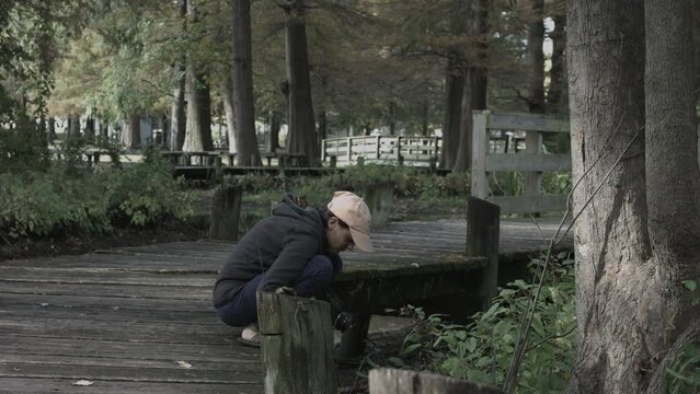 Young Woman Enjoys Nature Photography at Reelfoot Lake State Park 4K
