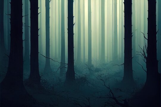 Premium AI Image  a dark and mysterious forest with an angry