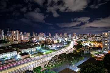 Fototapeta na wymiar Overhead View of a City at Night. 