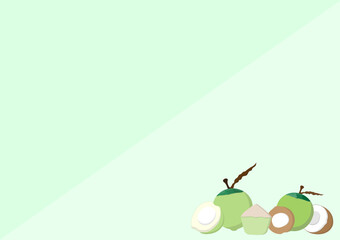 vector coconut background concept on two tone green color with empty space for design logo and content, creative design vector illustration