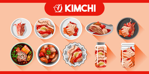 Kimchi vector set collection graphic design - obrazy, fototapety, plakaty