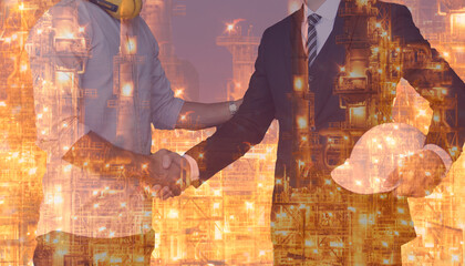 Business handshake for success deal with growth plant over step coin and info graph, business...