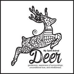 Vector illustration decorative Deer on white background, Deer My Spirit Animal