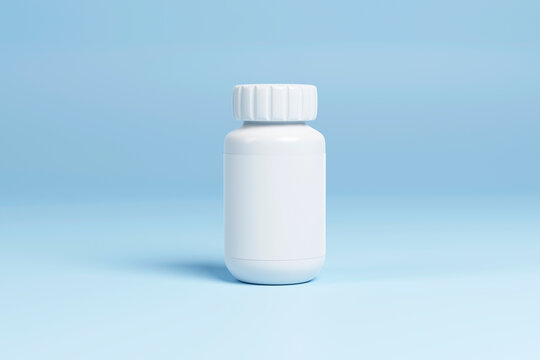3d mockup of medicine plastic on blue background. 3d render