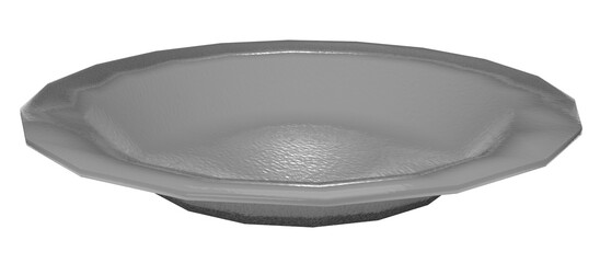 Isolated Natural Raw Stone Plate, Khal Batta, Food Bowl or Vase for Flowers on White Background, 3D Render Illustration.