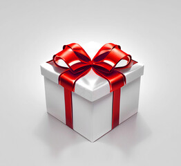Gift boxes red ribbon bow white background 3D rendering
