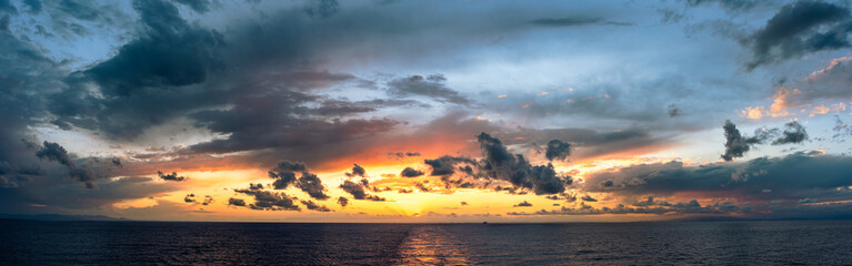 Dramatic Sky at Sunset over Sea, Valencia, Spain, Europe