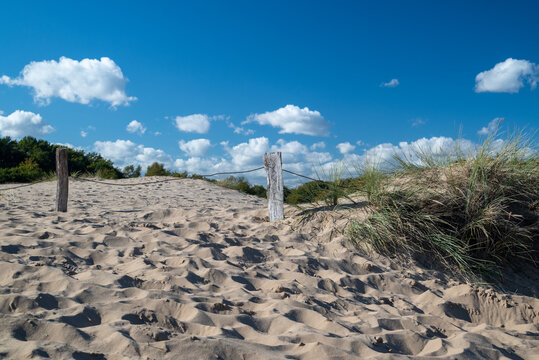 Landscape with sky and clouds,  Boberger Duenen, white sand 