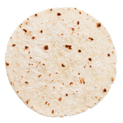  One mexican burrito tortilla over white isolated background