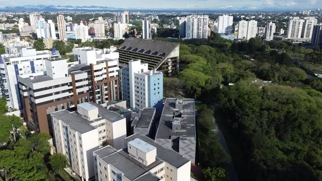Aerial view the buildings in Cabral neighborhoods, in Curitiba, Paran&aacute;