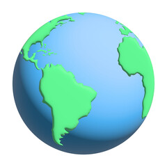 3d illustration terrestrial globe transparent background