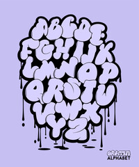 Graffiti alphabet. Babble style hand drawn font. Street art design.