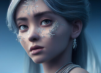 Princess of Winter. 3D character. AI Portraits. 