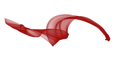 Isolated semi-transparent red flowing ribbon