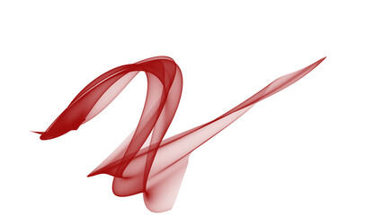 Isolated semi-transparent red flowing ribbon