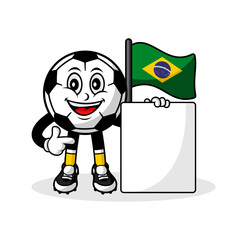 Mascot cartoon football brazil  flag with banner