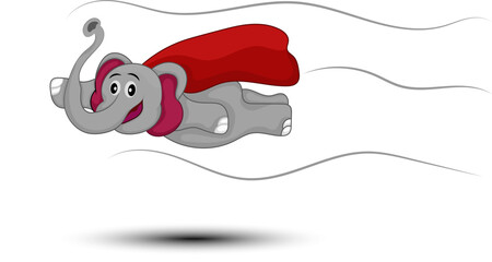 elephant super hero flying and smiling