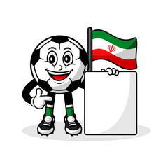 Mascot cartoon football iran flag with banner