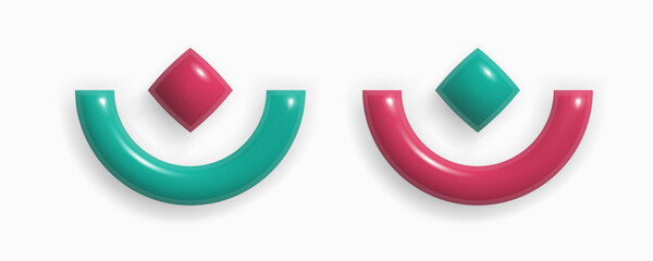 Design elements semicircle with rhombus. For Football championship, tickets, advertising, banners. Design with geometric shapes. Icon set isolated on white background. 3D Vector illustration