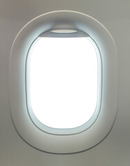 Obraz premium aeroplane window with clear background from a big airplane airline jet 