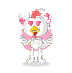 chicken fallin love vector. cartoon character