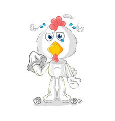 chicken cry with a tissue. cartoon mascot vector