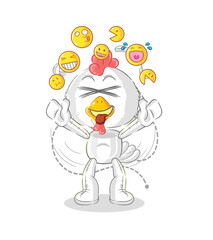 chicken laugh and mock character. cartoon mascot vector