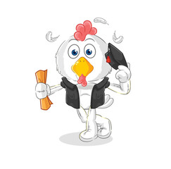 chicken graduation vector. cartoon character
