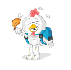 chicken goes to school vector. cartoon character